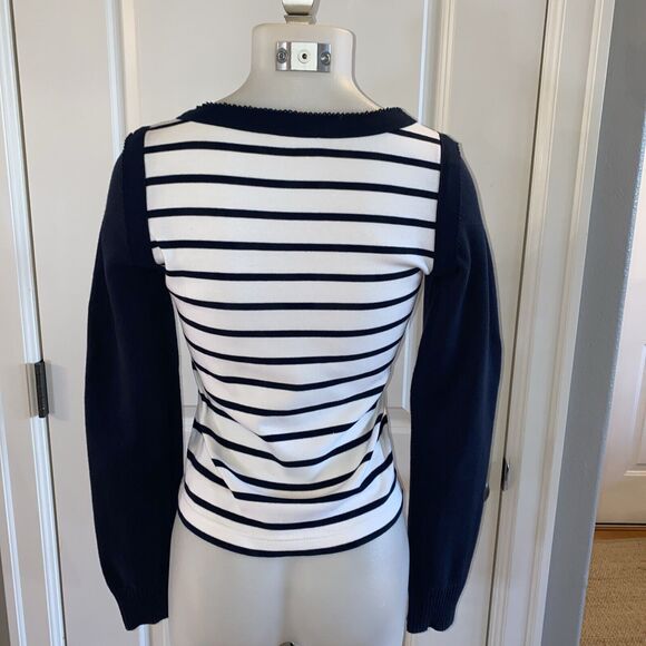 Armor Lux Size 1 Stripe Cotton Knit Crewneck Pullover Sweater Navy Blue White‎ - Picture 5 of 13